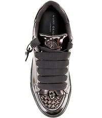 Kurt Geiger London Men's Southbank Tag Patent Leather Logo Ornament Lace Up Sneakers