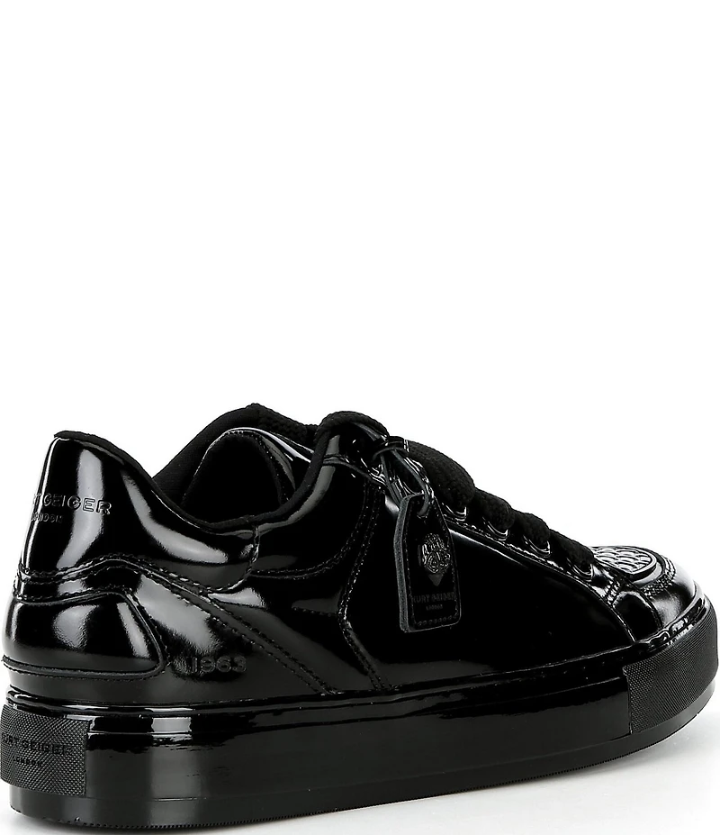 Kurt Geiger London Men's Southbank Tag Patent Leather Logo Ornament Lace Up Sneakers