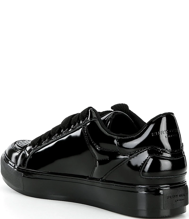 Kurt Geiger London Men's Southbank Tag Patent Leather Logo Ornament Lace Up Sneakers