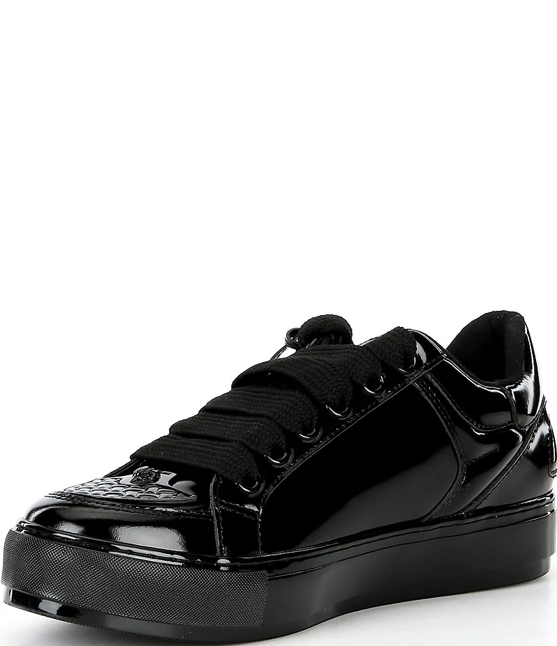Kurt Geiger London Men's Southbank Tag Patent Leather Logo Ornament Lace Up Sneakers