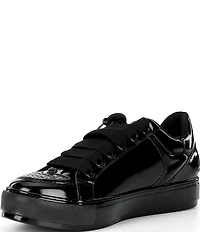 Kurt Geiger London Men's Southbank Tag Patent Leather Logo Ornament Lace Up Sneakers
