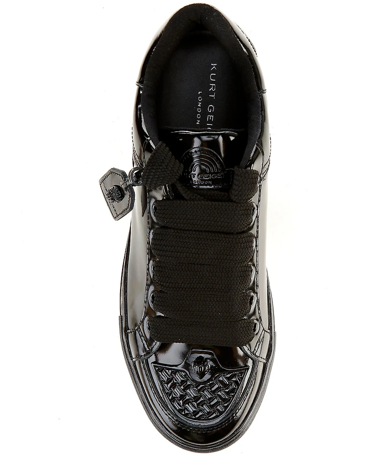 Kurt Geiger London Men's Southbank Tag Patent Leather Logo Ornament Lace Up Sneakers