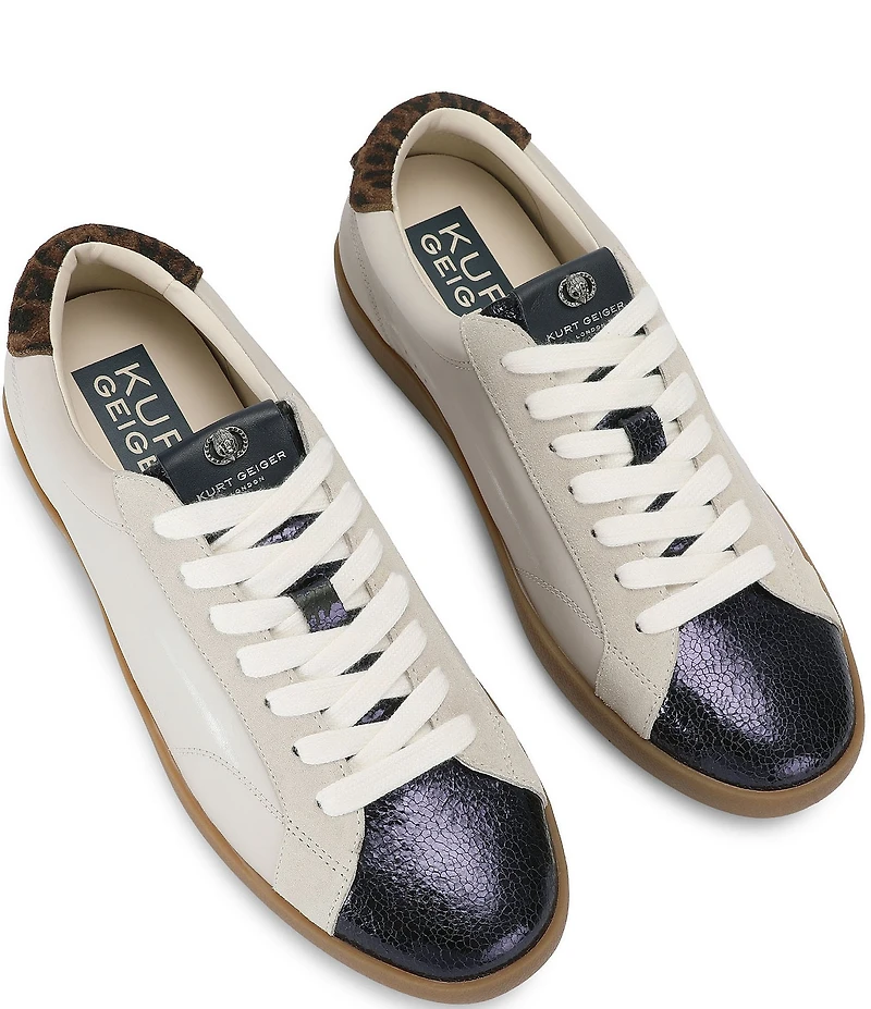 Kurt Geiger London Men's Strand Leather Leopard Accent Sneakers