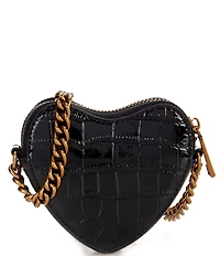 Kurt Geiger London Croco Leather Bronze Metal Heart Crossbody Bag