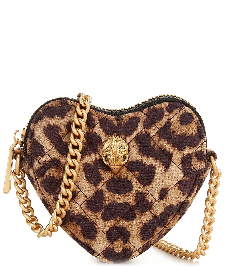 Kurt Geiger London Micro Heart Leopard Print Chain Strap Crossbody Bag