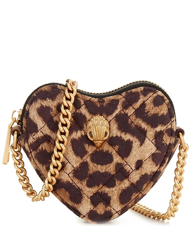 Kurt Geiger London Micro Heart Leopard Print Chain Strap Crossbody Bag