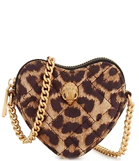 Kurt Geiger London Micro Heart Leopard Print Chain Strap Crossbody Bag