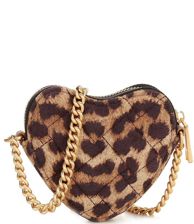 Kurt Geiger London Micro Heart Leopard Print Chain Strap Crossbody Bag
