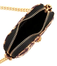Kurt Geiger London Micro Heart Leopard Print Chain Strap Crossbody Bag