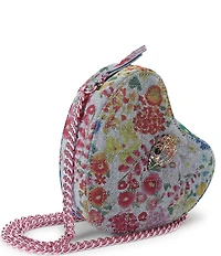 Kurt Geiger London Micro Heart Floral Denim Crossbody Bag