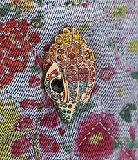 Kurt Geiger London Micro Heart Floral Denim Crossbody Bag
