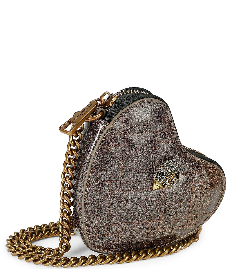 Kurt Geiger London Micro Heart Glitter Quilted Crossbody Bag