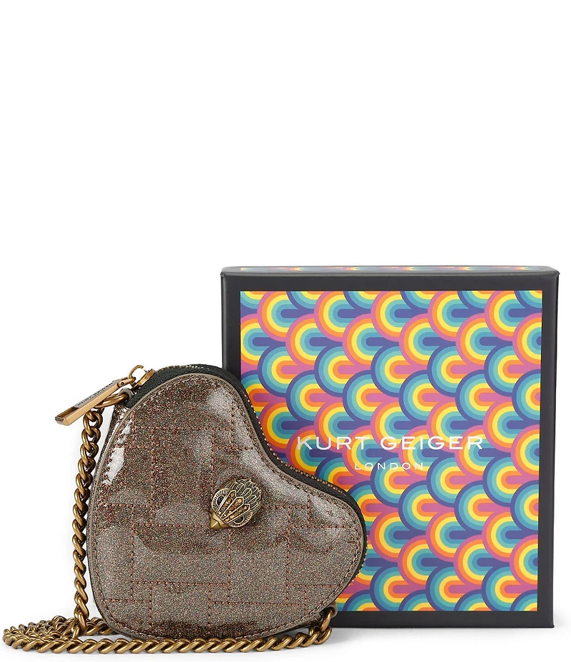 Kurt Geiger London Micro Heart Glitter Quilted Crossbody Bag