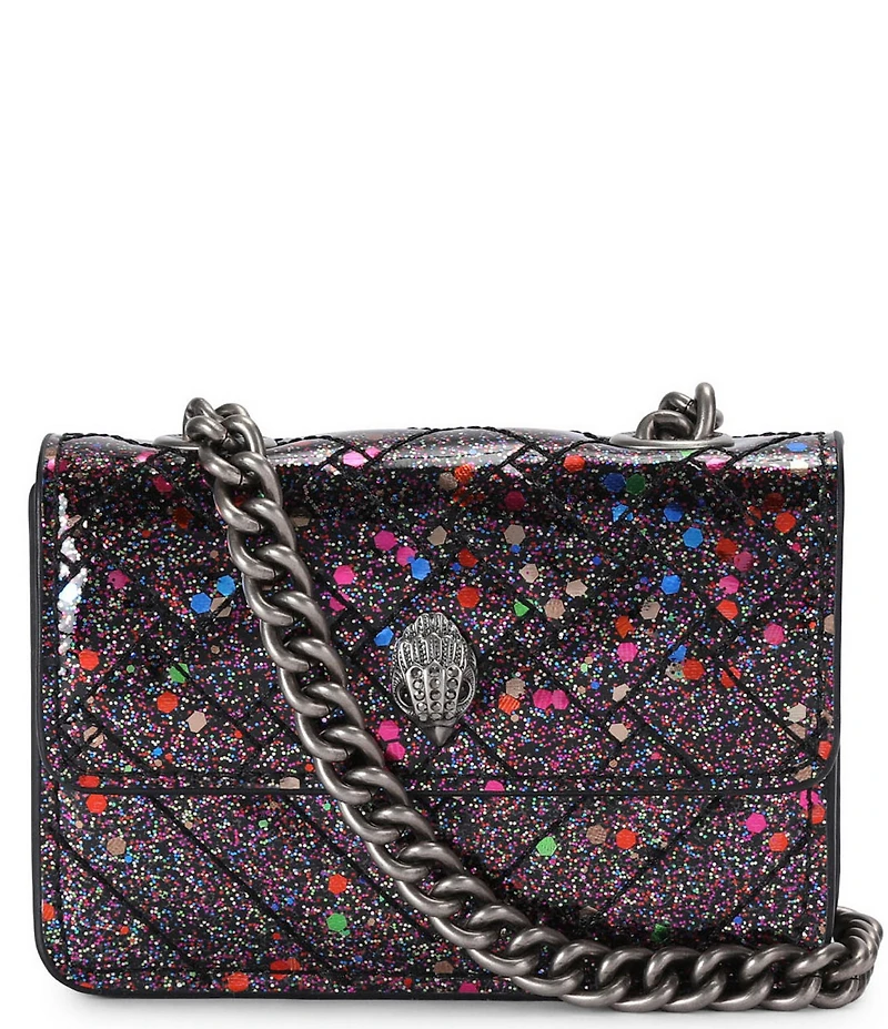 Kurt Geiger London Micro Kensington Black Glitter Crossbody Bag