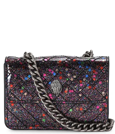 Kurt Geiger London Micro Kensington Black Glitter Crossbody Bag