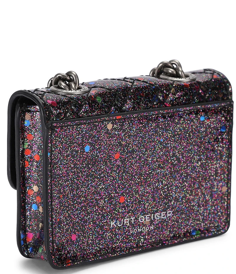 Kurt Geiger London Micro Kensington Black Glitter Crossbody Bag
