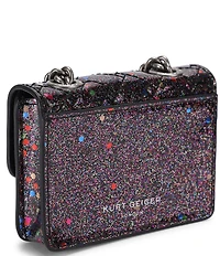 Kurt Geiger London Micro Kensington Black Glitter Crossbody Bag