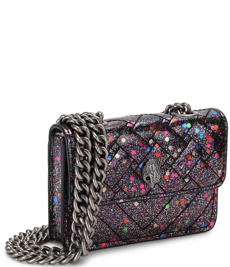 Kurt Geiger London Micro Kensington Black Glitter Crossbody Bag