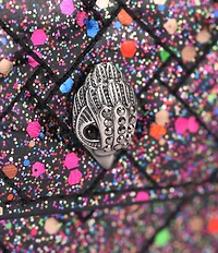 Kurt Geiger London Micro Kensington Black Glitter Crossbody Bag