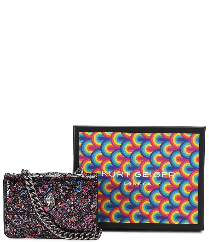 Kurt Geiger London Micro Kensington Black Glitter Crossbody Bag