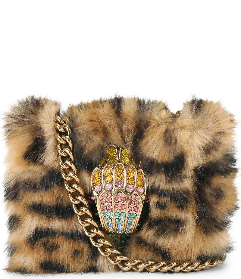 Kurt Geiger London Micro Kensington Crystal Eagle Faux Fur Crossbody Bag