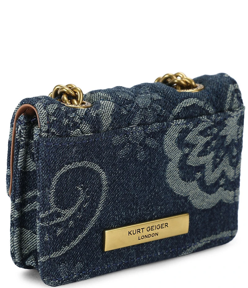 Kurt Geiger London Micro Kensington Denim Paisley Crossbody Bag