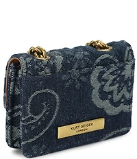 Kurt Geiger London Micro Kensington Denim Paisley Crossbody Bag