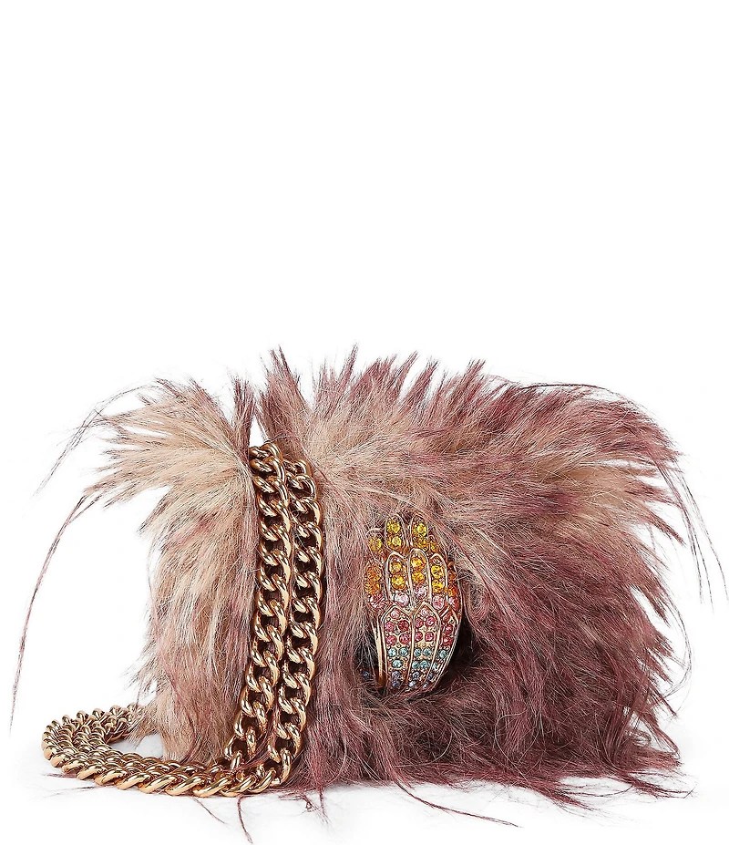 Kurt Geiger London Micro Kensington Rhinestone Eagle Faux Fur Crossbody Bag