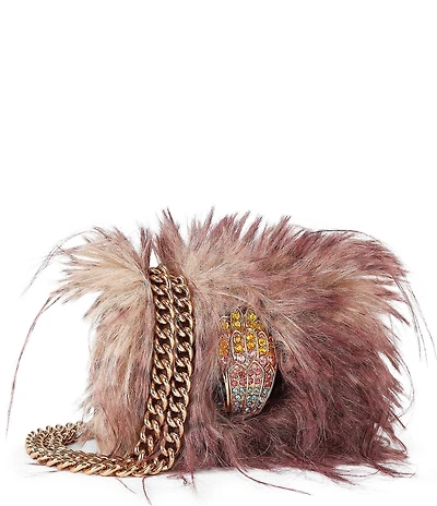 Kurt Geiger London Micro Kensington Rhinestone Eagle Faux Fur Crossbody Bag
