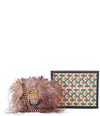 Kurt Geiger London Micro Kensington Rhinestone Eagle Faux Fur Crossbody Bag