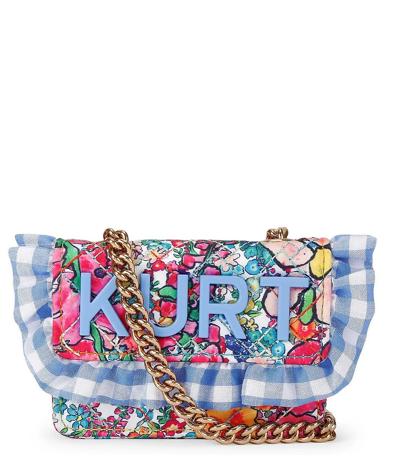 Kurt Geiger London Micro Kensington Floral Ruffle Gingham Kurt Crossbody Bag