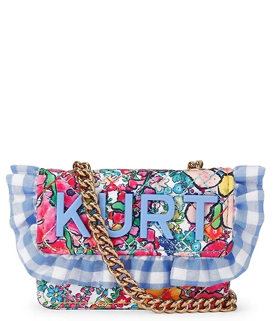 Kurt Geiger London Micro Kensington Floral Ruffle Gingham Kurt Crossbody Bag