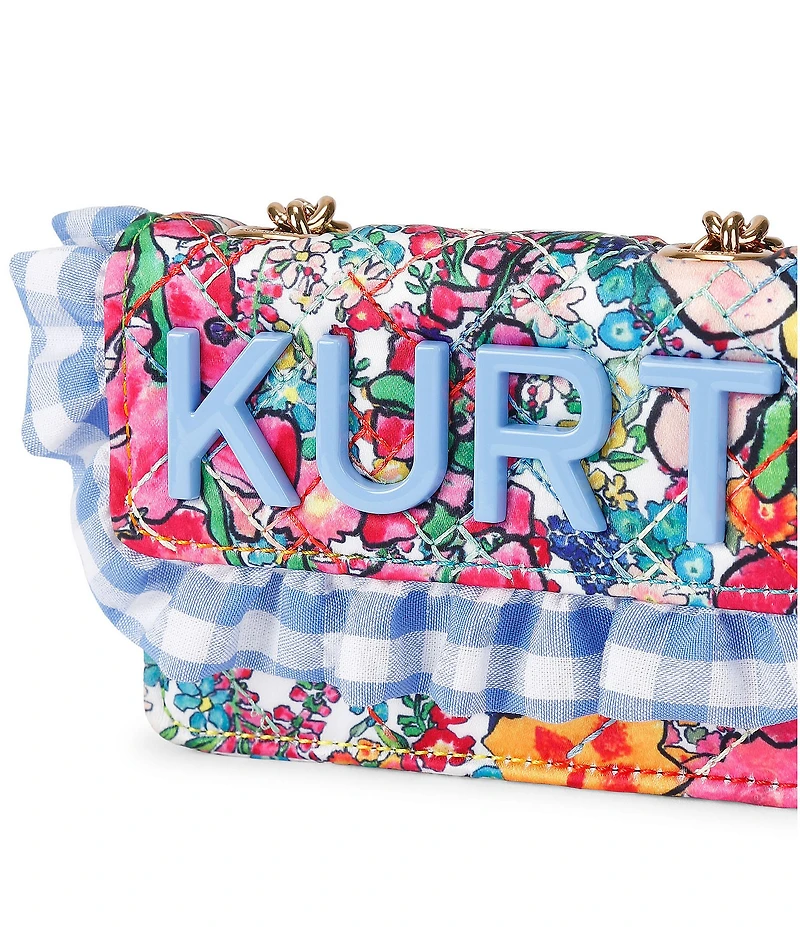 Kurt Geiger London Micro Kensington Floral Ruffle Gingham Kurt Crossbody Bag