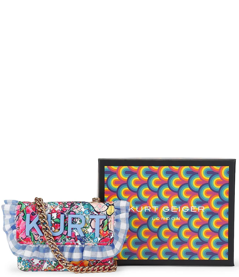Kurt Geiger London Micro Kensington Floral Ruffle Gingham Kurt Crossbody Bag