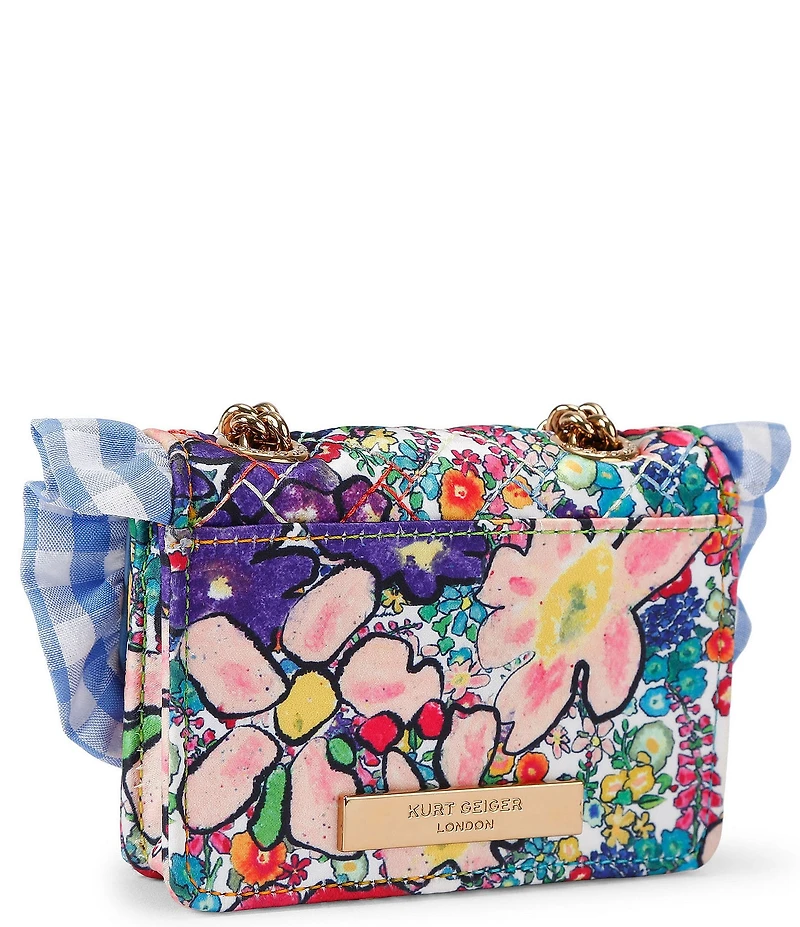 Kurt Geiger London Micro Kensington Floral Ruffle Gingham Kurt Crossbody Bag