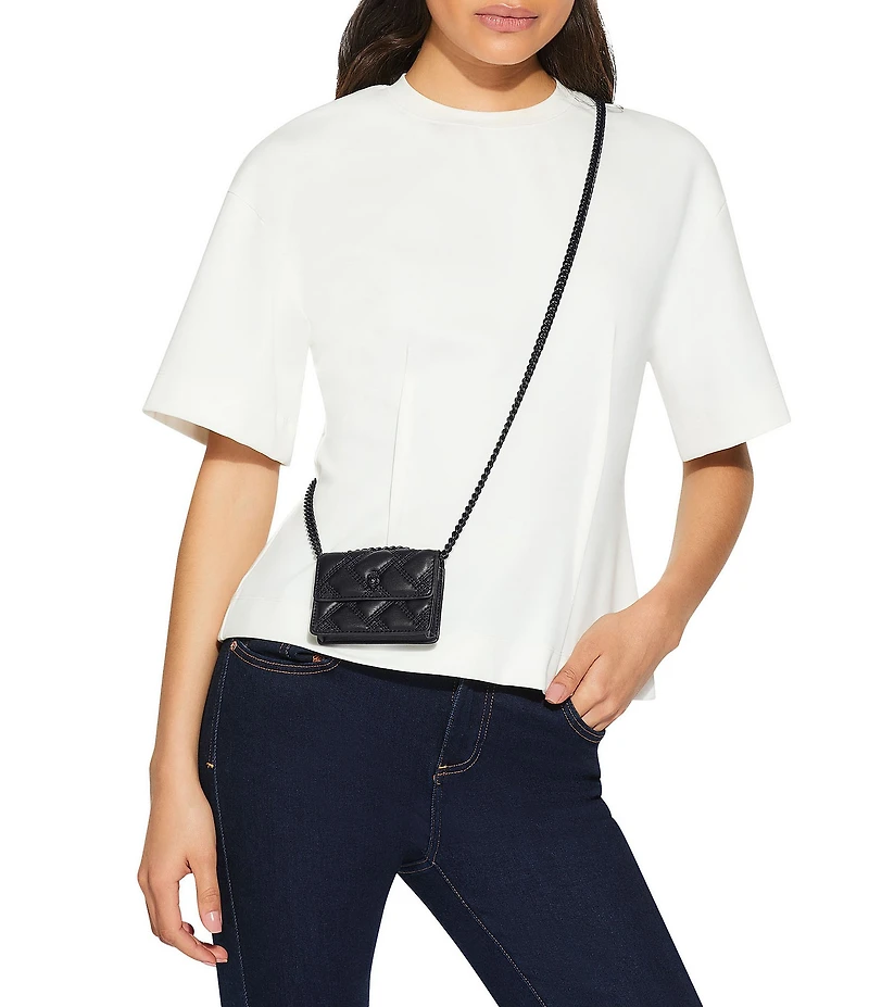 Kurt Geiger London Micro Kensington Triple Stiched Quilted Chain Crossbody Bag