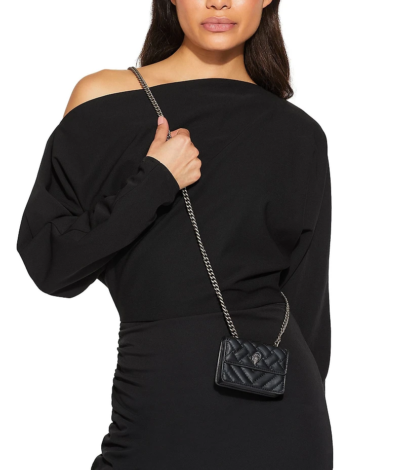 Kurt Geiger London Micro Kensington Silver Hardware Quilted Crossbody Bag