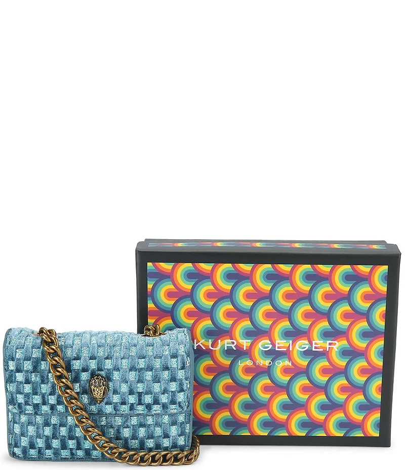 Kurt Geiger London Micro Velvet Kensington Chain Strap Crossbody Bag