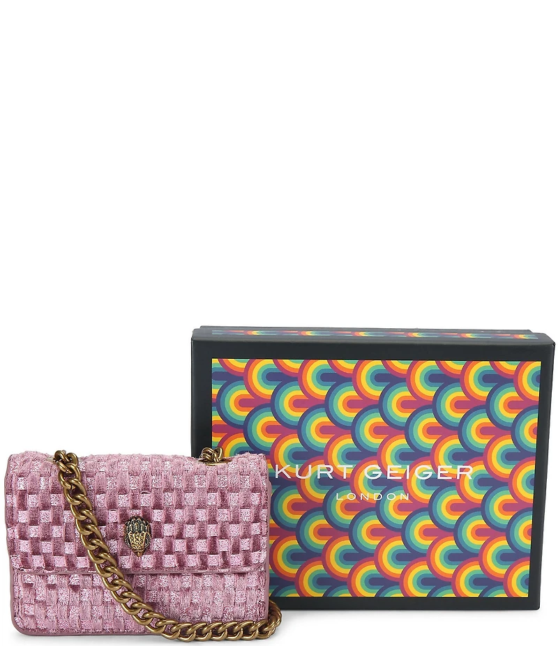 Kurt Geiger London Micro Velvet Kensington Chain Strap Crossbody Bag