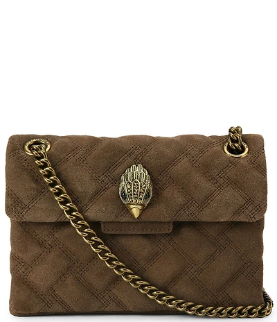 Kurt Geiger London Mini Kensington Triple Stitched Quilted Suede Crossbody Bag