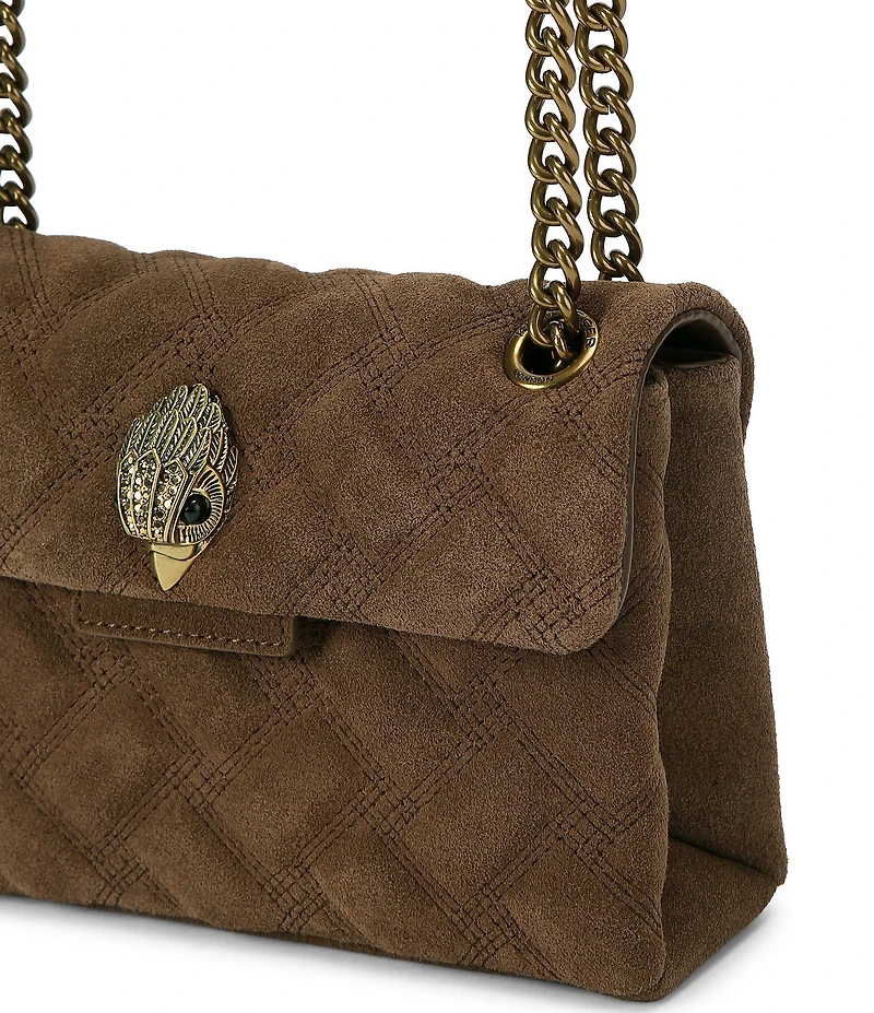 Kurt Geiger London Mini Kensington Triple Stitched Quilted Suede Crossbody Bag