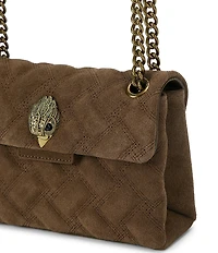 Kurt Geiger London Mini Kensington Triple Stitched Quilted Suede Crossbody Bag