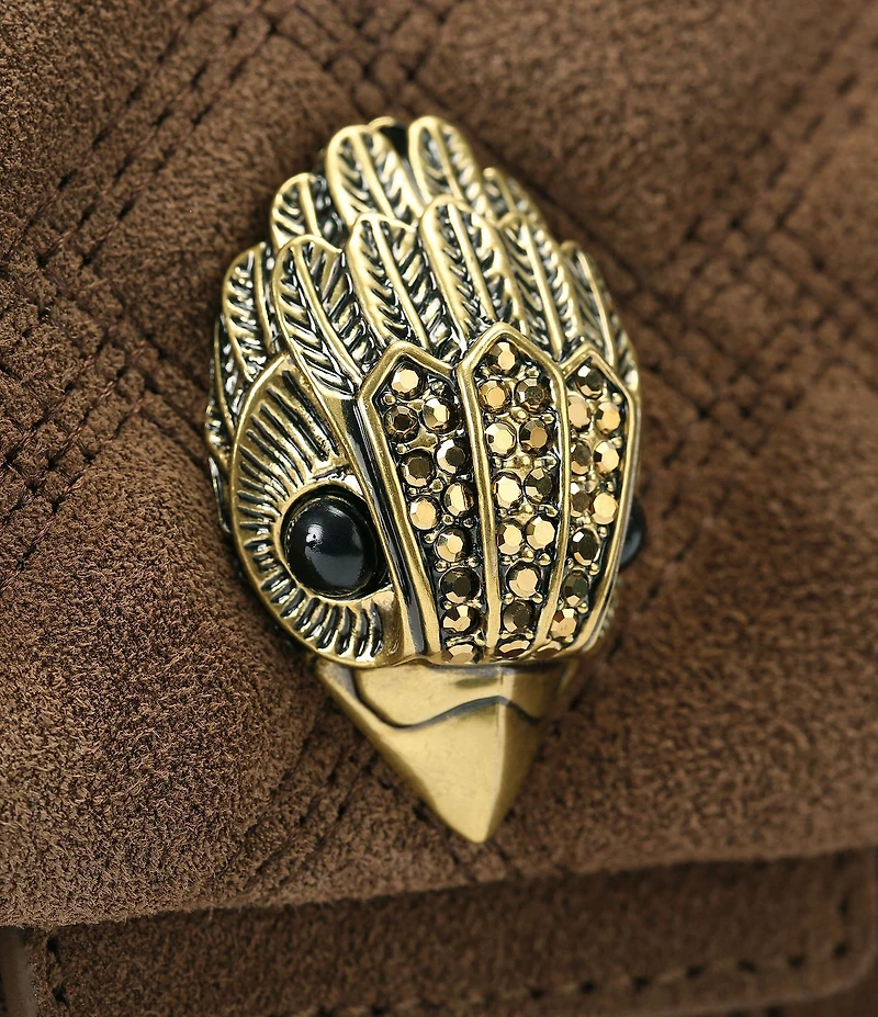 Kurt Geiger London Mini Kensington Triple Stitched Quilted Suede Crossbody Bag