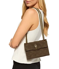 Kurt Geiger London Mini Kensington Triple Stitched Quilted Suede Crossbody Bag