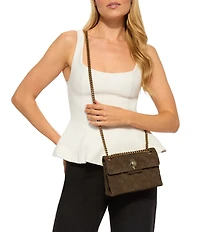 Kurt Geiger London Mini Kensington Triple Stitched Quilted Suede Crossbody Bag