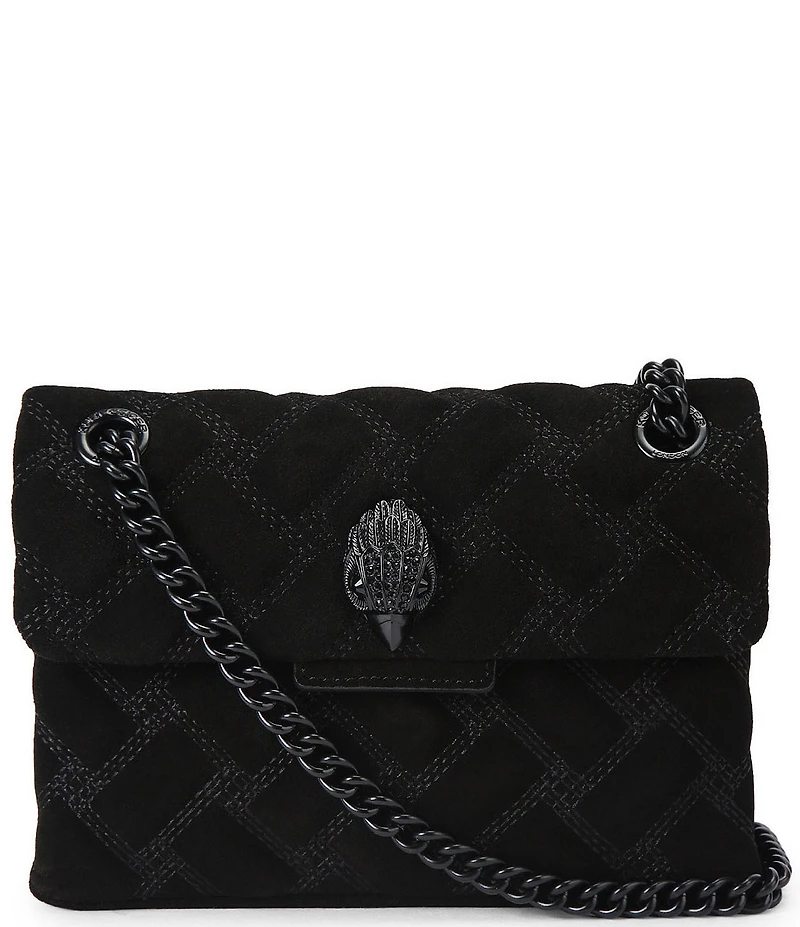 Kurt Geiger London Mini Kensington Triple Stitched Quilted Suede Crossbody Bag