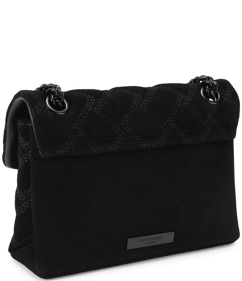 Kurt Geiger London Mini Kensington Triple Stitched Quilted Suede Crossbody Bag
