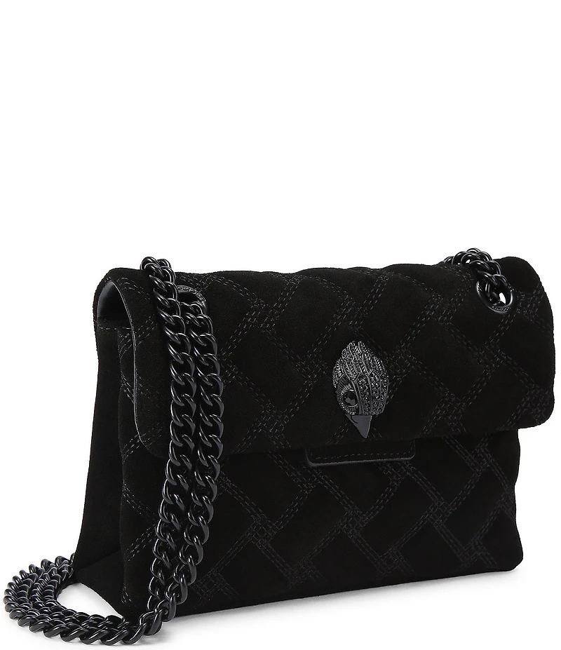 Kurt Geiger London Mini Kensington Triple Stitched Quilted Suede Crossbody Bag