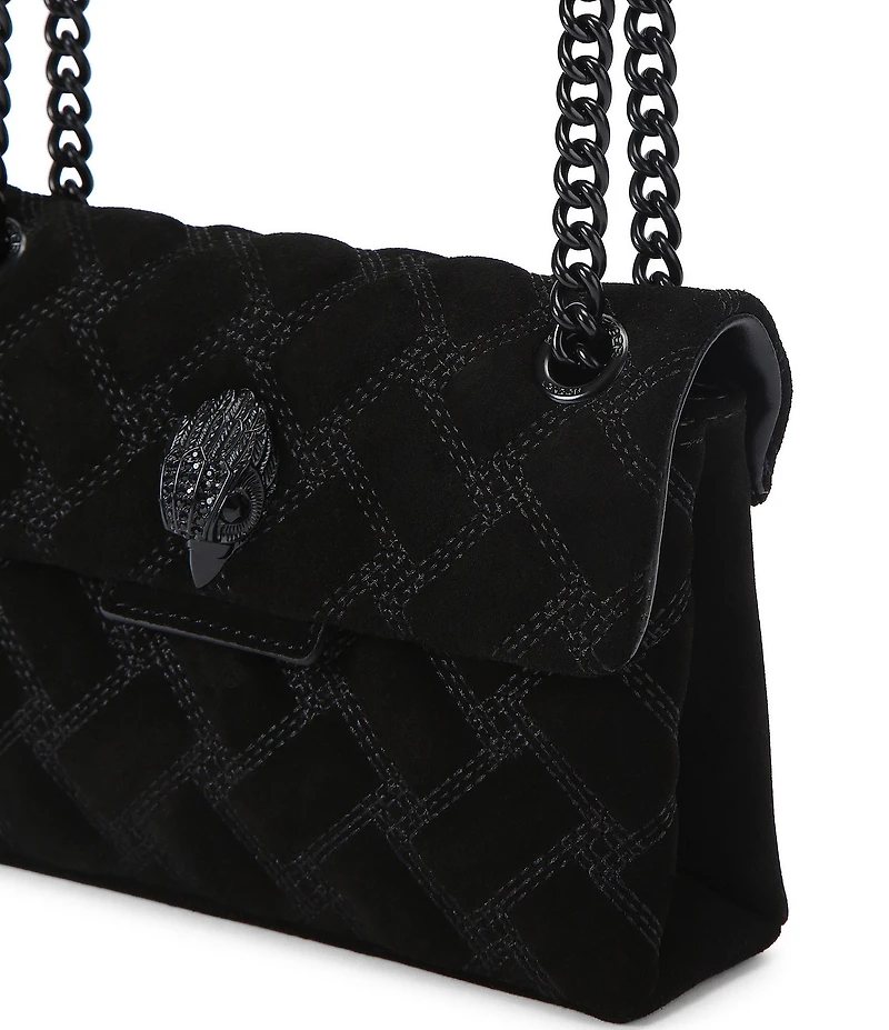 Kurt Geiger London Mini Kensington Triple Stitched Quilted Suede Crossbody Bag