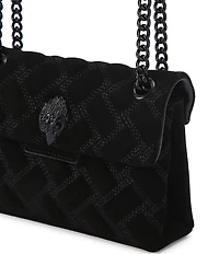 Kurt Geiger London Mini Kensington Triple Stitched Quilted Suede Crossbody Bag